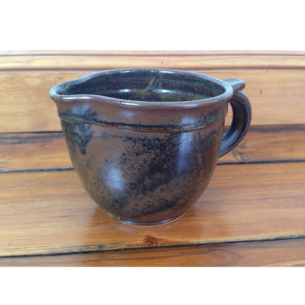 Vintage EB Stoneware Porcelain Handmade Studio Art Pottery Creamer Pitcher 4.75"